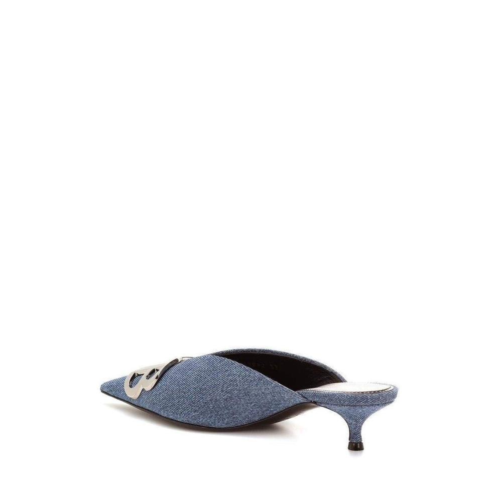 Balenciaga - BB Denim Kitten-Heel Mules - IT 39.5 - Picture 4 of 6